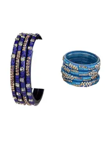 Somil Combo Glass Bangles For Women | Traditional Bangles Set | Daily, Festive & Party, Combo Of 2 Set, Blue