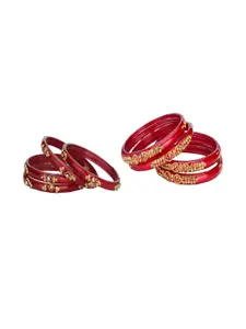 Somil Elegant Combo Glass Bangle Set |Combo of 2 Set, Red