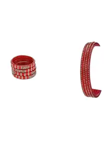 SOMIL Women Set Of 8 Artificial Stones And Beads Handcrafted Glass Bangles