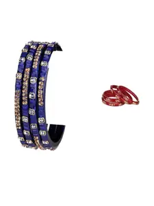 Somil set of 2 red,blue Combo Glass Bangles