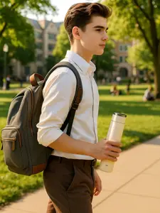 iSWEVEN White Stainless Steel Double Wall Vacuum Water Bottle-520 ml