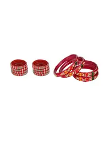 Somil Set of 12 Artificial stones & Beads Glass Bangles