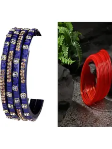 Somil Combo Glass Bangles For Women | Traditional Bangles Set | Daily, Festive & Party, Combo Of 2 Set, Blue, Red