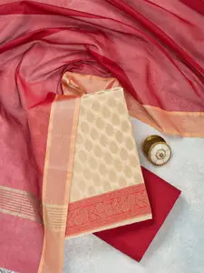 Koskii Floral Woven Design Banarasi Silk Zari Unstitched Dress Material