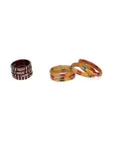 SOMIL Women Set Of 2 Maroon & Multii Glass Artificial Stones Bangles