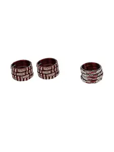 Somil Set of 12 Artificial stones & Beads Glass Bangles