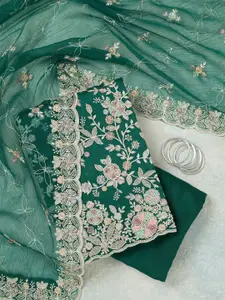 Koskii Floral Embroidered Unstitched Dress Material