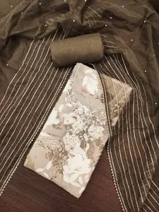 Maroosh Embellished Beads and Stones Pure Cotton Unstitched Dress Material