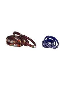 Somil Combo Glass Bangles For Women | Traditional Bangles Set | Daily, Festive & Party, Combo Of 2 Set, Maroon, Blue