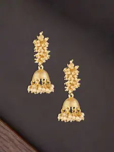 Jazz and Sizzle Gold Plated Pearls Beaded Dome Shaped Jhumkas