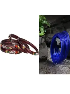 Somil Combo Glass Bangles For Women | Traditional Bangles Set | Daily, Festive & Party, Combo Of 2 Set, Maroon, Blue