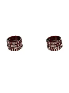 SOMIL Women Pack Of 2 Maroon Glass Ethnic Handcrafted Traditional Bangle