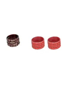 Somil Elegant Women Maroon & Pink Pack Of 12 Handmade Traditional Glass Bangle Set