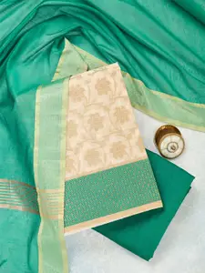 Koskii Floral Woven Design Banarasi Silk Unstitched Dress Material