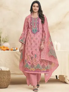 Stylee LIFESTYLE Floral Embroidered Thread Work Pure Cotton Unstitched Dress Material