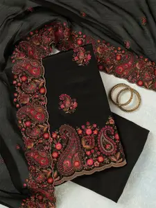 Koskii Paisley Embroidered Beads and Stones Unstitched Dress Material