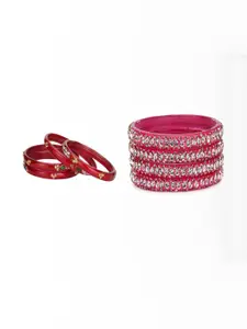 SOMIL Set of 8 Stones Studded Glass Bangles