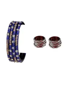 Somil Combo Glass Bangles For Women Combo Of 2 Set, Blue, Maroon