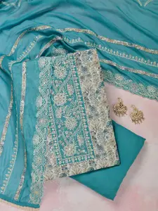 Koskii Women Ethnic Motif Embroidered Threadwork Beads and Stone Unstitched Dress Material