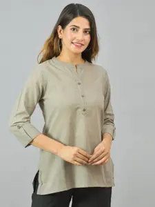Anouk Rustic Women Roll-Up Sleeves Pure Cotton Straight Kurti