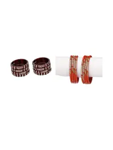 Somil Combo Glass Bangles For Women |Combo Of 2 Set, Maroon, Red