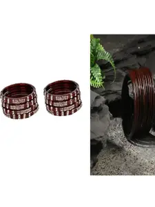 Somil Combo Glass Bangles For Women |Combo Of 2 Set, Maroon, Brown