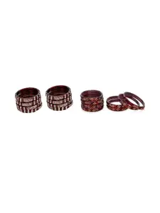 SOMIL Women Set Of 16 Artificial Stones And Beads Handcrafted Glass Bangles