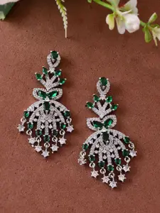 Silvermerc Designs Silver-Plated American Diamond Diamond Shaped Drop Earrings