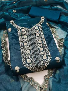 Maroosh Embroidered Thread Work Twill Net Unstitched Dress Material