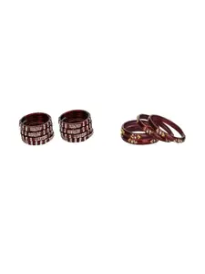 Somil Elegant Women Maroon Pack Of 12 Handmade Traditional Glass Bangle Set