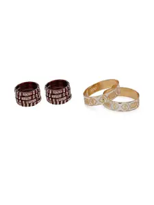 Somil Combo Glass Bangles For Women | Traditional Bangles Set | Daily, Festive & Party, Combo Of 2 Set, Maroon, Golden