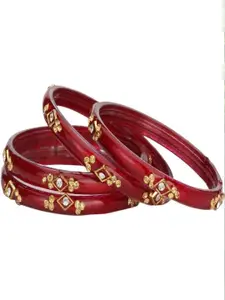 Somil Set of 16 Artificial Beads & Stone Glass Bangles