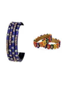 Somil Combo Glass Bangles For Women | Traditional Bangles Set | Daily, Festive & Party, Combo Of 2 Set, Blue, Multicolor