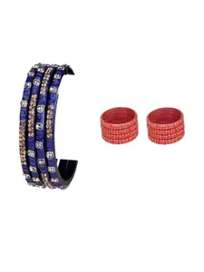 Somil Combo Glass Bangles For Women |Combo Of 2 Set, Blue, Pink