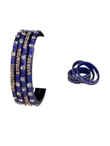 Somil Elegant Women Blue Pack Of 8 Handmade Traditional Glass Bangle Set