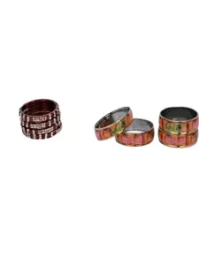 Somil Set of 8 Artificial Beads & Stone Glass Bangles