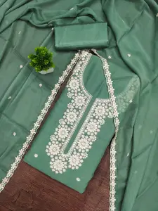 Maroosh Floral Embroidered Thread Work Silk Georgette Unstitched Dress Material