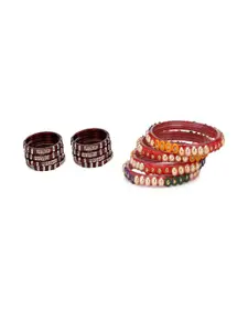 Somil Elegant Women Multi Pack Of 12 Handmade Traditional Glass Bangle Set