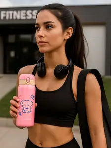 iSWEVEN Pink & Blue Stainless Steel Double Wall Vacuum Water Bottle-450ml