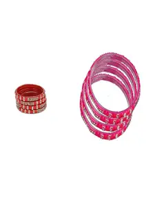 Somil Set of 2 Glass Pink and red Bangle for women