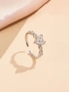 Jewels Galaxy Silver-Plated Crystals-Studded Anti-Tarnish Finger Ring