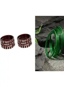 Somil Combo Glass Bangles For Women | Traditional Bangles Set | Daily, Festive & Party, Combo Of 2 Set, Maroon, Green