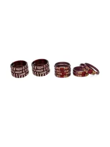 SOMIL Women Pack Of 2 Red And Maroon Glass Ethnic Handcrafted Traditional Bangle