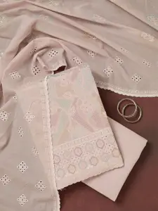 Koskii Floral Embroidered Thread Work Unstitched Dress Material