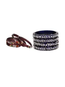 SOMIL Set of 8 Stones Studded Glass Bangles