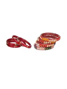 Somil Elegant Combo Glass Bangle Set | Handmade Traditional Chudi For Women | Perfect For Daily & Occasion Use, Combo of 2 Set, Red, Multicolor