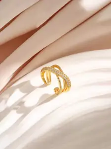 Jewels Galaxy Gold-Plated Crystals-Studded Anti-Tarnish Finger Ring