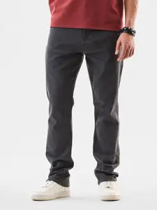 Snitch Men Charcoal Grey Mid-Rise Slim Fit Jeans