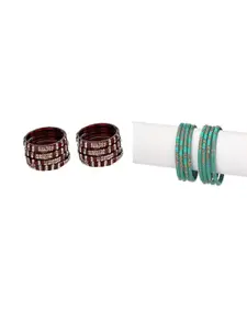 Somil Combo Glass Bangles For Women | Traditional Bangles Set | Daily, Festive & Party, Combo Of 2 Set, Maroon, Multicolor