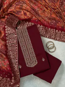 Koskii Floral Embroidered Sequinned Unstitched Dress Material